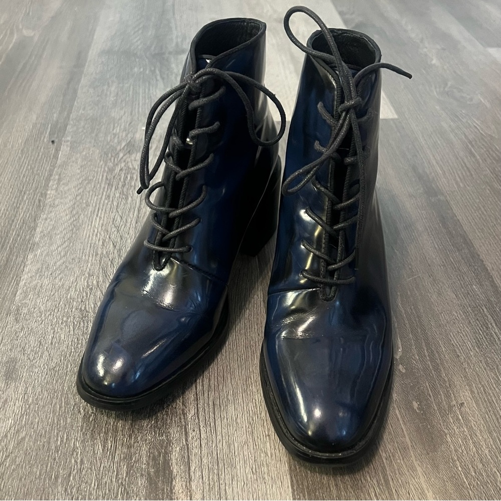 Jeffrey Campbell Talcott Ankle Boots RARE Blue Black Marble Size 8 - Picture 4 of 12
